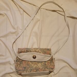 Mitzi Floral Tapestry Small Purse with White Leather Accents